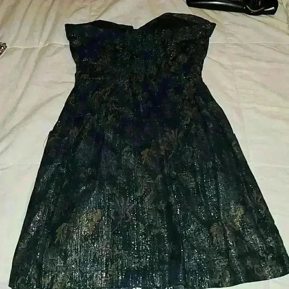 Staring at the Stars Blue Sparkly Strapless dress - Picture 3 of 5